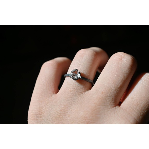 Classic Handmade Raw Diamond Engagement Ring, Chic Modern Raw Diamond Ri… - Picture 3 of 5